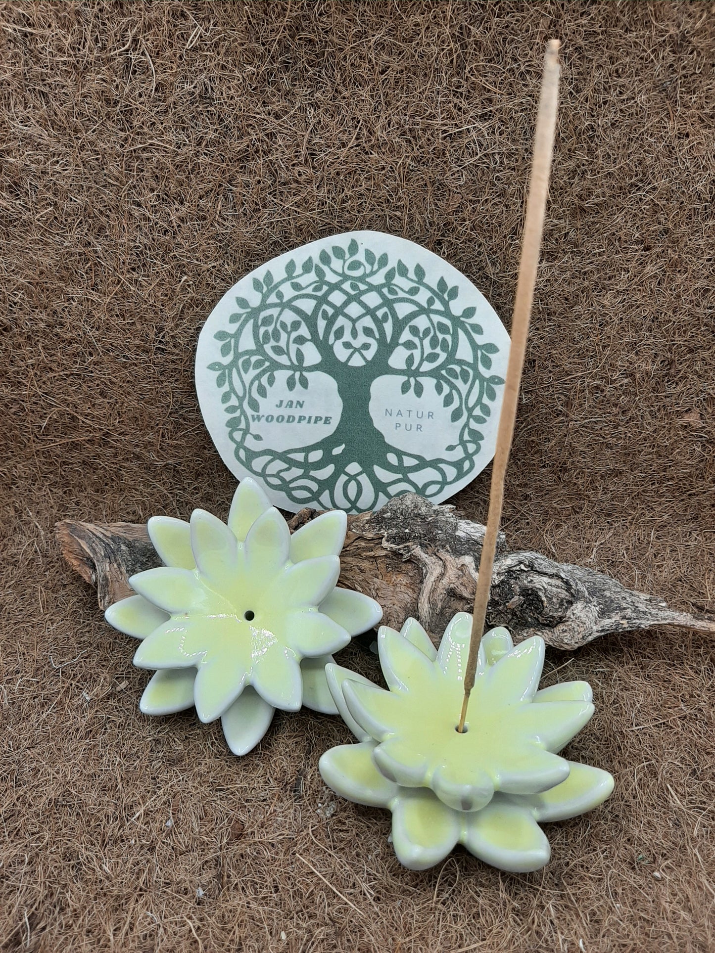 Keramik Räucherstäbchenhalter - Gelb - Lotus