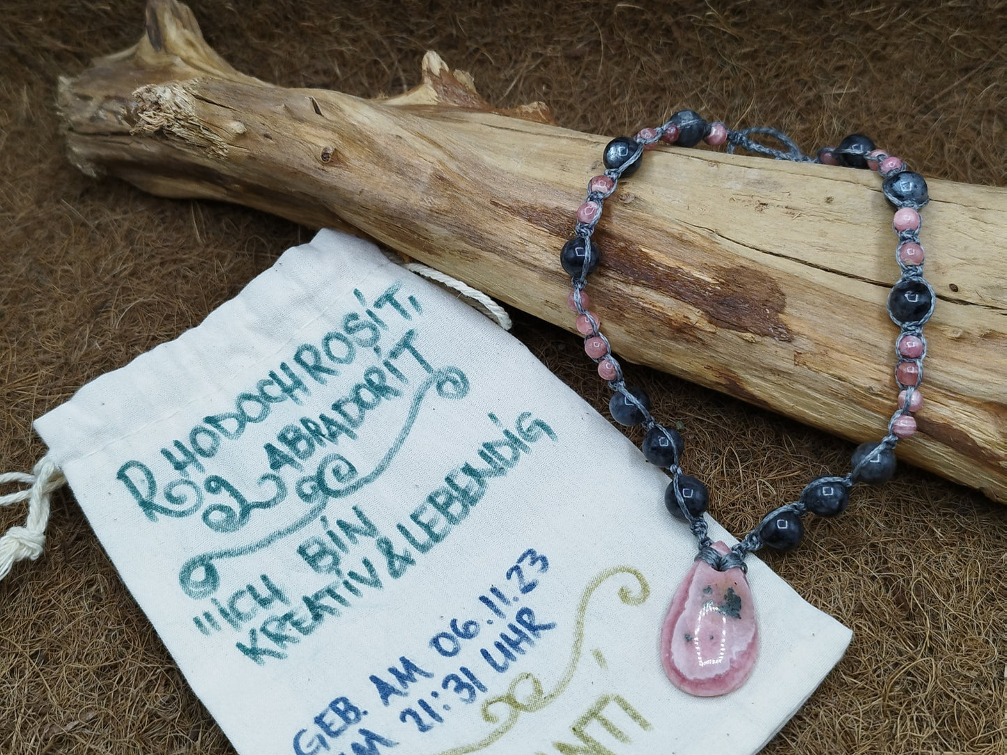 Rhodochrosit & Labradorit Amulett
