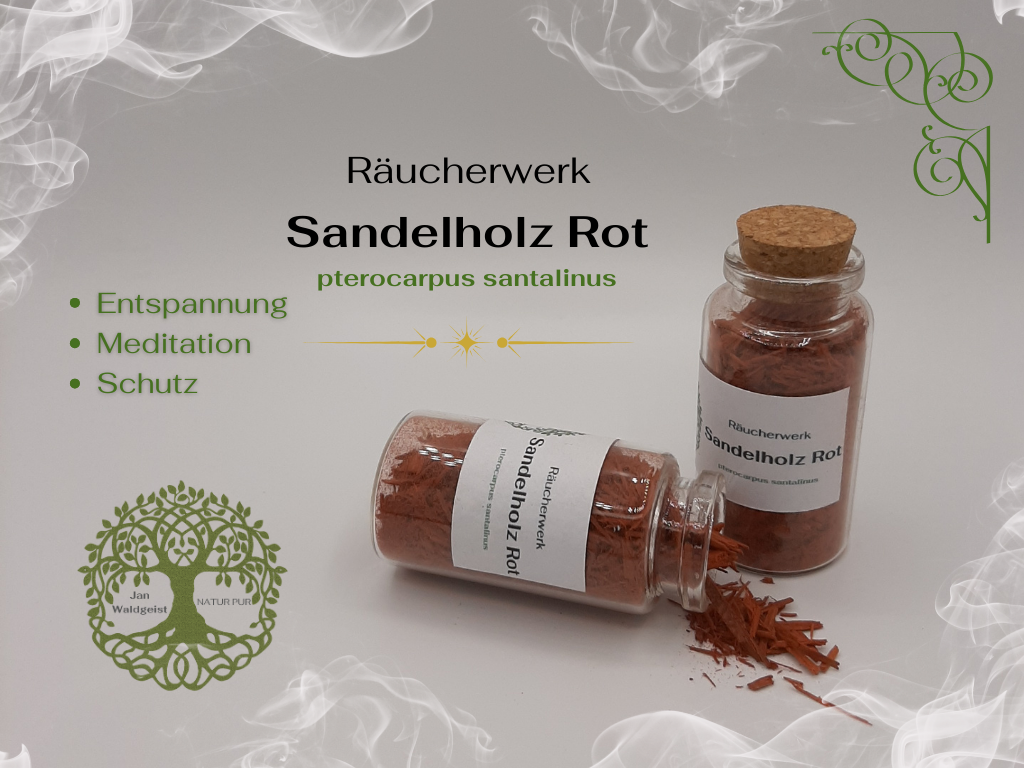 Sandelholz Rot (Pterocarpus santalinus) - 25ml Glasflasche mit Korken