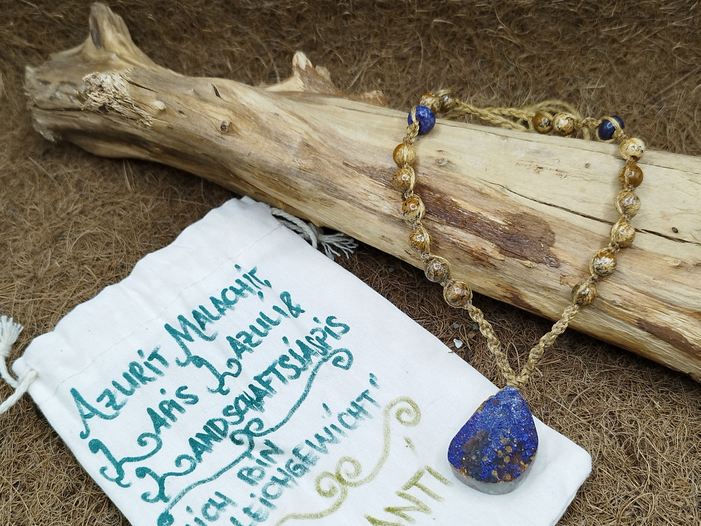 Azurit Malachit, Lapis Lazuli & Landschaftsjaspis Amulett