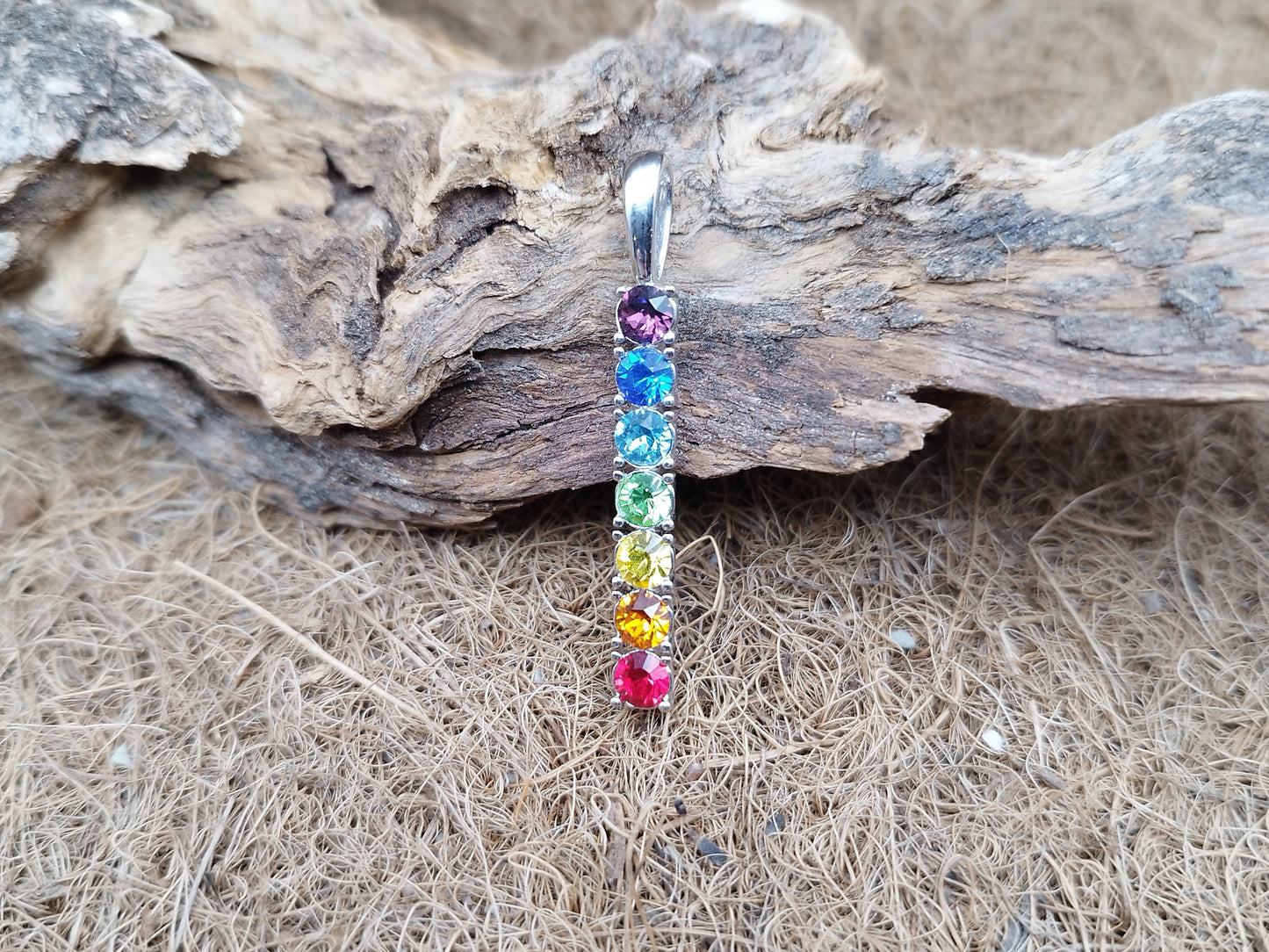 Silber Chakra Anhänger mit Swarovski Steinen